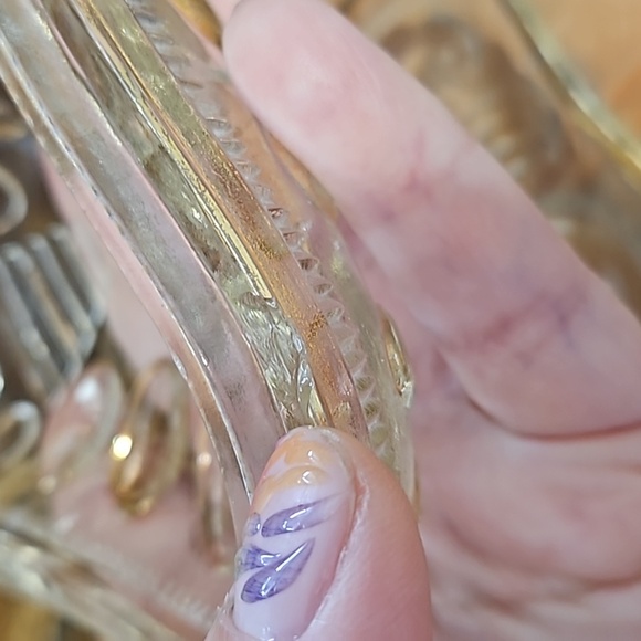 2 vintage Jeannette glass candy /Trinket Dish, glass, gold gilded - Picture 6 of 11